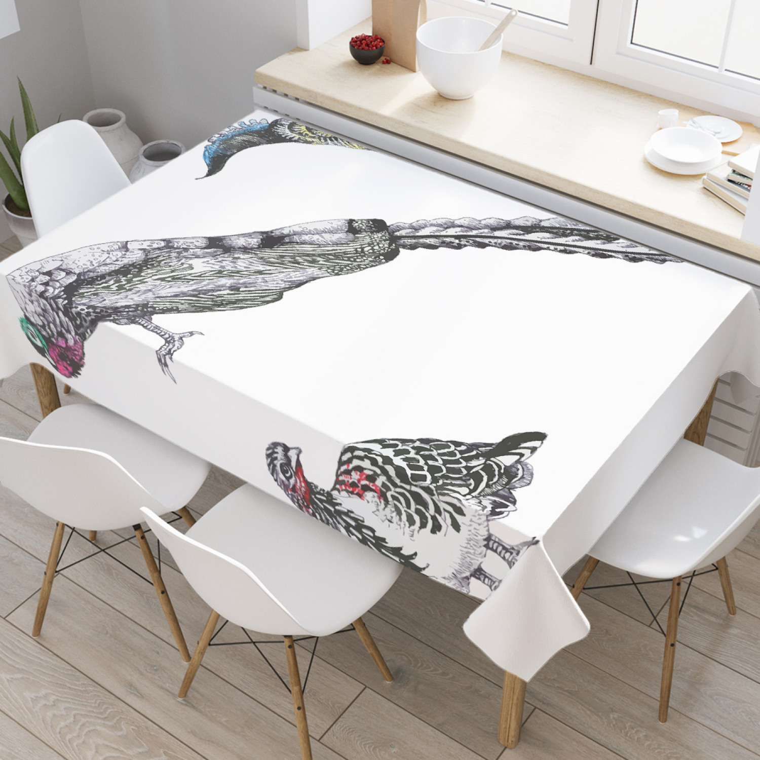

Скатерть прямоугольная JoyArty "Иллюстрация павлина" из оксфорда, 120x145 см, Белый, Иллюстрация павлина