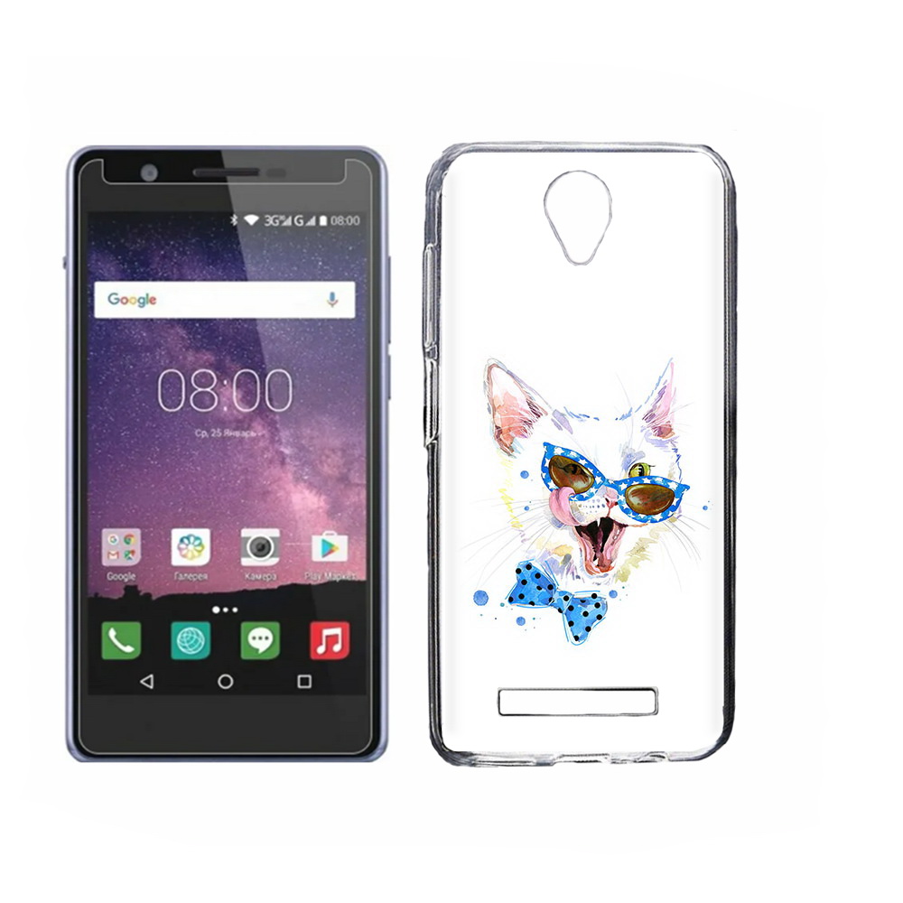 

Чехол MyPads Tocco для Philips S318 белый кот, Прозрачный, Tocco