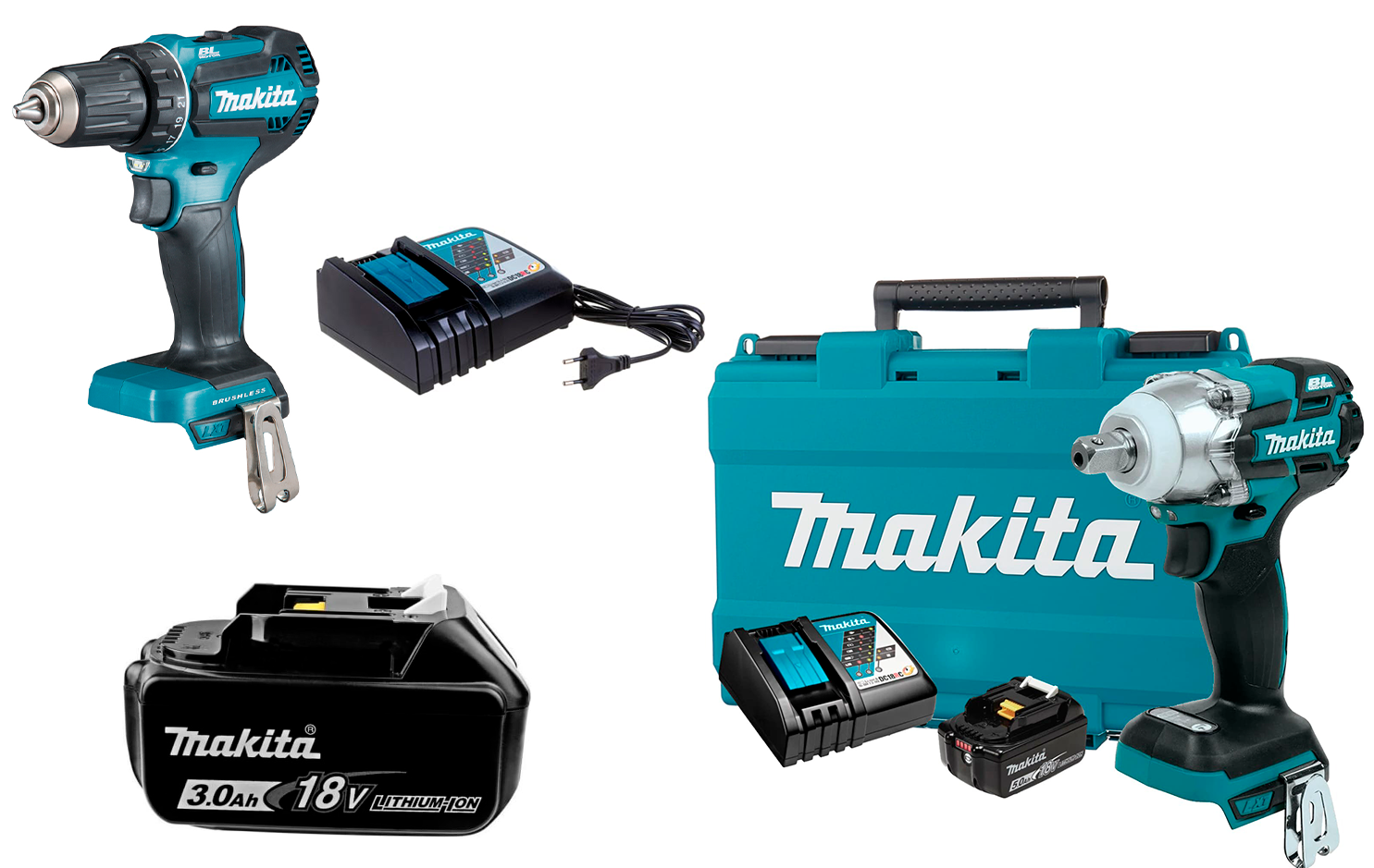 Набор Makita: гайковерт DTW285RTK+ дрель-шуруповерт DDF485Z + АКБ 632M83-6 и З/У 630793-1