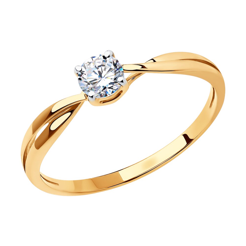 

Кольцо помолвочное из красного золота с фианитом р.  SOKOLOV 019008, 019008