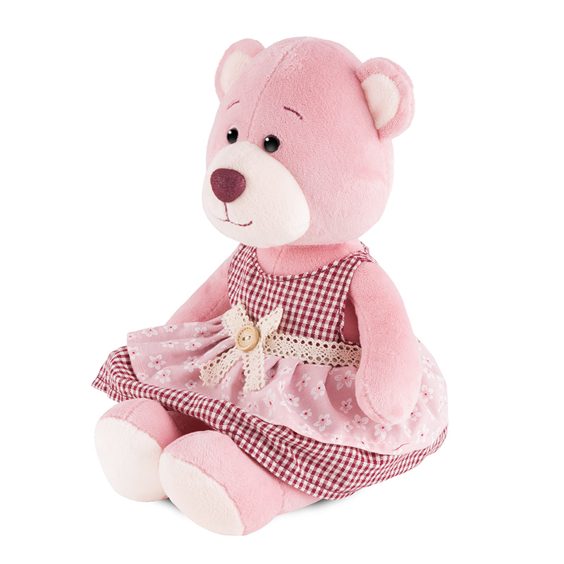 

Мягкая игрушка Мишка Молли в платье с передником MaxiToys 21 см, Розовый
