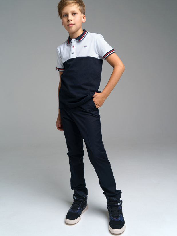 

Поло детское PlayToday 22217033, белый, темно-синий, красный, р. 158, 22217033