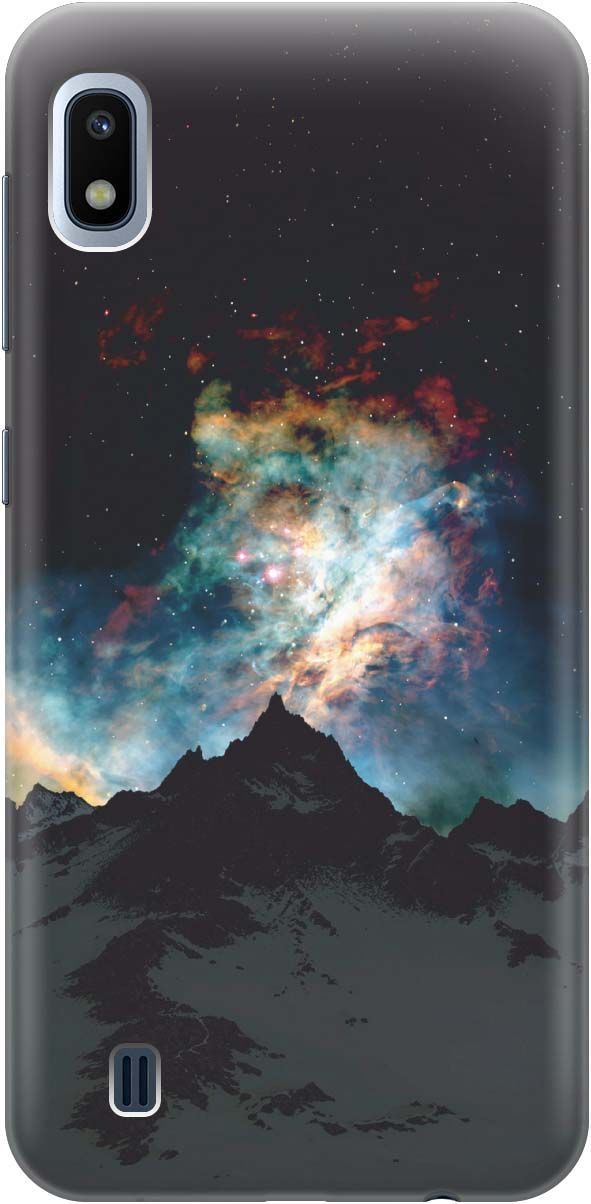 

Силиконовый чехол на Samsung Galaxy A10 "Горы и звезды", Синий;черный, 374