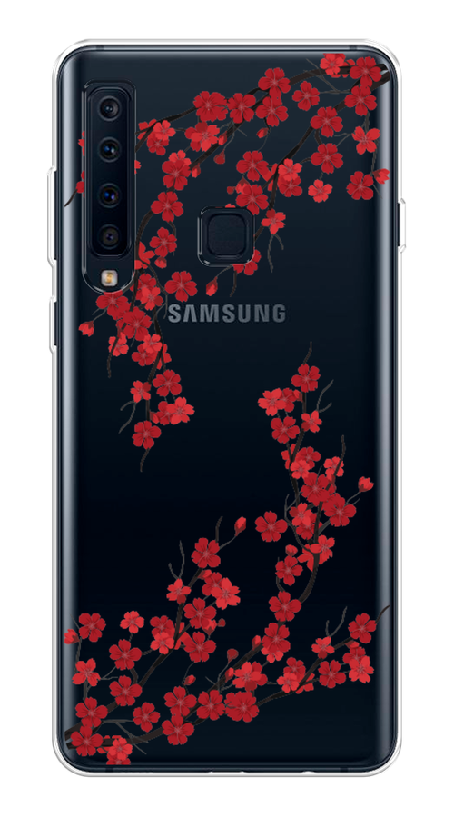 

Чехол на Samsung Galaxy A9 2018 "Красная сакура", Красный;черный, 26650-2