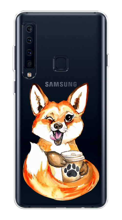 

Чехол на Samsung Galaxy A9 2018 "Подмигивающая лиса с кофе", Оранжевый;белый;коричневый, 26650-4
