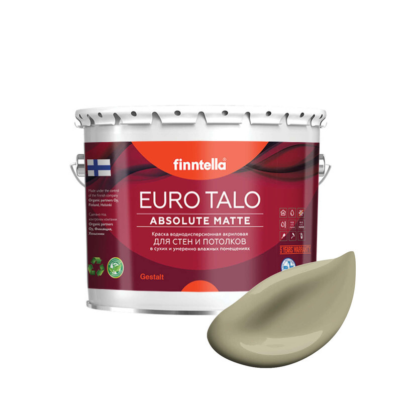 

Краска EURO TALO, цвет WAI, 2,7л, Зеленый, экстраматовая EURO TALO FlatMatte для гостиной и спальни