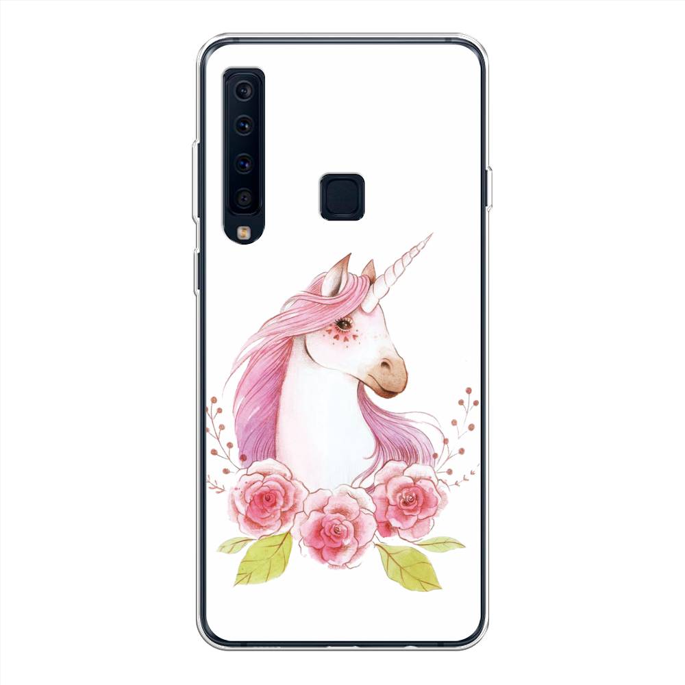 

Чехол на Samsung Galaxy A9 2018 "Единорог цветы", Белый;розовый;серый, 26650-1