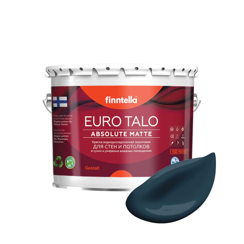 

Краска EURO TALO, цвет YО, 2,7л, Синий, экстраматовая EURO TALO FlatMatte для гостиной и спальни