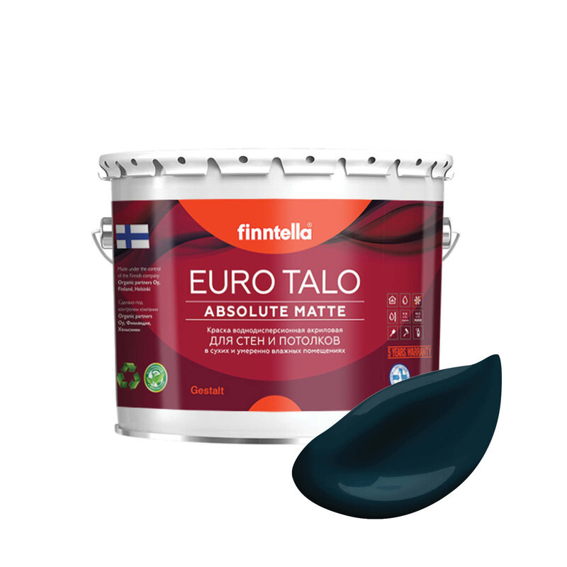 

Краска EURO TALO, цвет UKONILMA, 2,7л, Синий, экстраматовая EURO TALO FlatMatte для гостиной и спальни