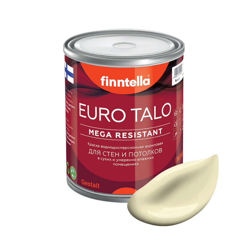 

Краска EURO TALO, цвет IVORY, 0,9л, Желтый, экстраматовая EURO TALO FlatMatte для гостиной и спальни