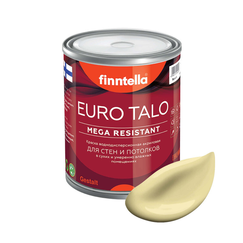 

Краска EURO TALO, цвет HIRSSI, 0,9л, Желтый, экстраматовая EURO TALO FlatMatte для гостиной и спальни