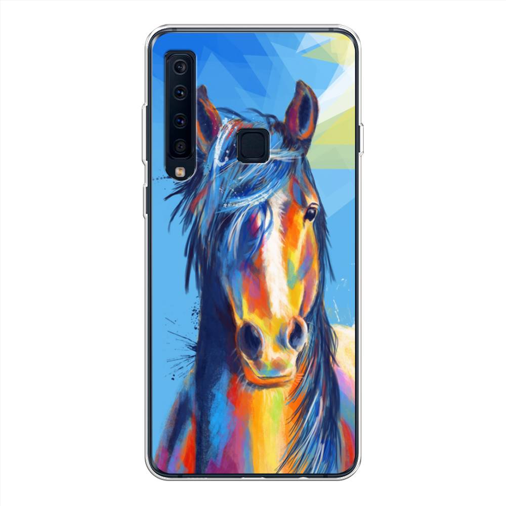 

Чехол на Samsung Galaxy A9 2018 "Лошадь арт 3", Голубой;желтый;синий, 26650-1