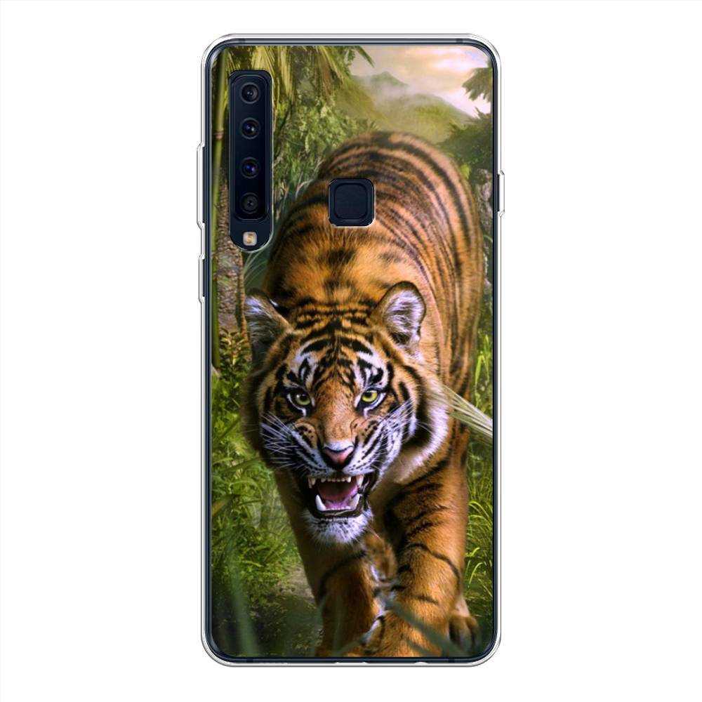 

Чехол на Samsung Galaxy A9 2018 "Тигр в джунглях 2", Оранжевый;зеленый, 26650-1