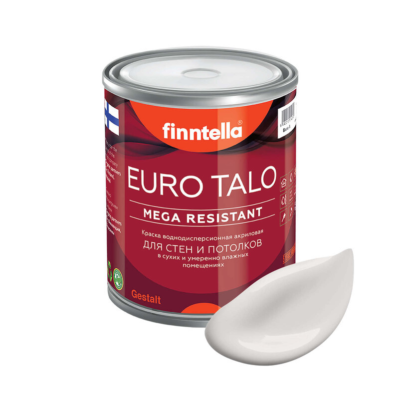 

Краска EURO TALO, цвет HOYRYA, 0,9л, Белый, экстраматовая EURO TALO FlatMatte для гостиной и спальни
