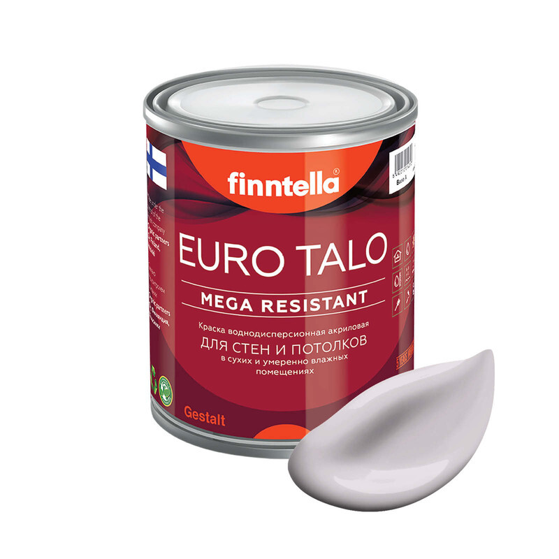 

Краска EURO TALO, цвет HELMI, 0,9л, Розовый, экстраматовая EURO TALO FlatMatte для гостиной и спальни