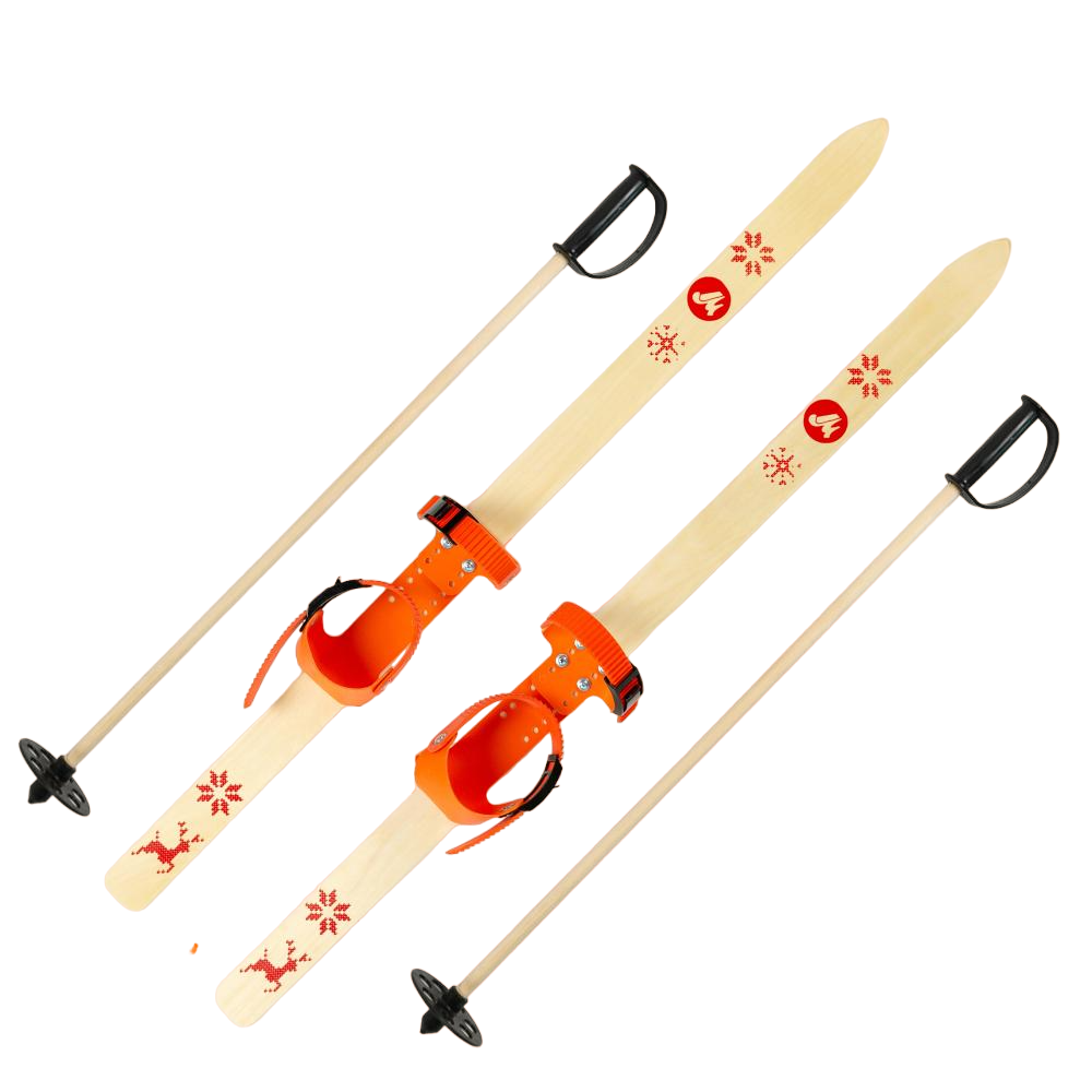 Детский лыжный комплект Junior 90 см, дерево, оранжевый