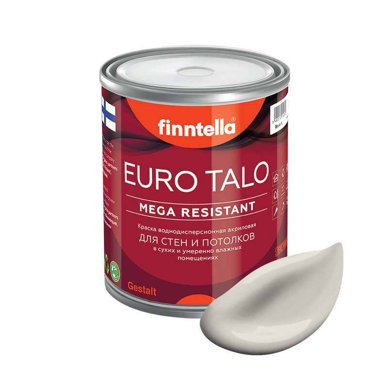 

Краска EURO TALO, цвет ROCK, 0,9л, Бежевый, экстраматовая EURO TALO FlatMatte для гостиной и спальни
