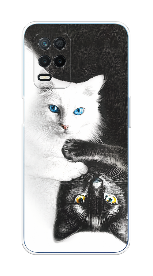 

Чехол на Realme 8 5G/Narzo 30 5G "Коты Инь-Янь", Черный;белый;голубой, 257150-1