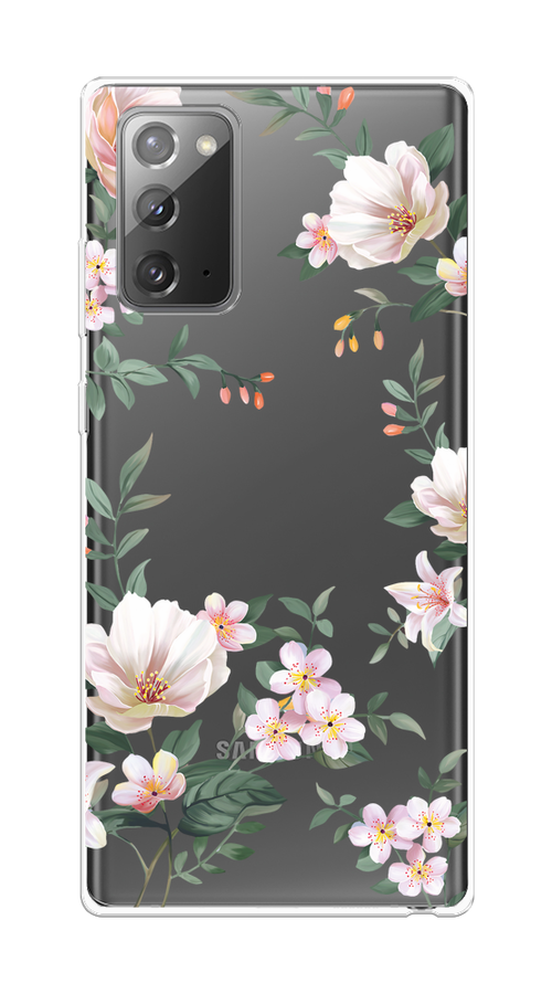 

Чехол на Samsung Galaxy Note 20 "Beautiful white flowers", Бежевый;зеленый, 2100950-1