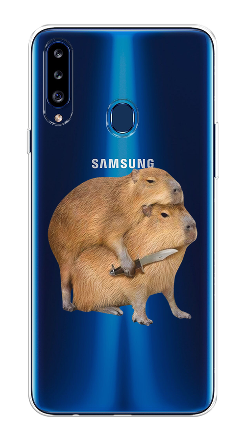 

Чехол на Samsung Galaxy A20s "Капибара с ножом", Бежевый, 2100850-1