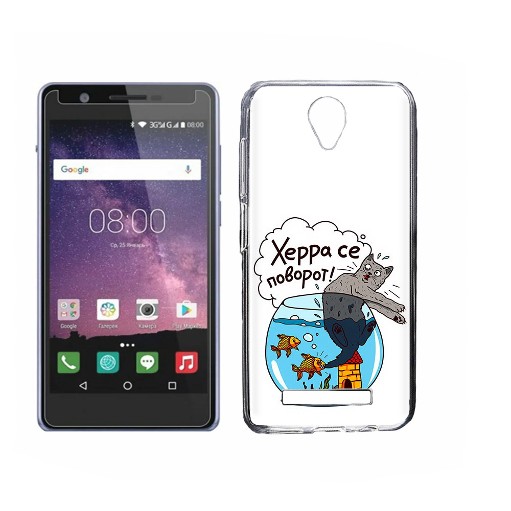 

Чехол MyPads Tocco для Philips S318 Рыбы с котом, Прозрачный, Tocco