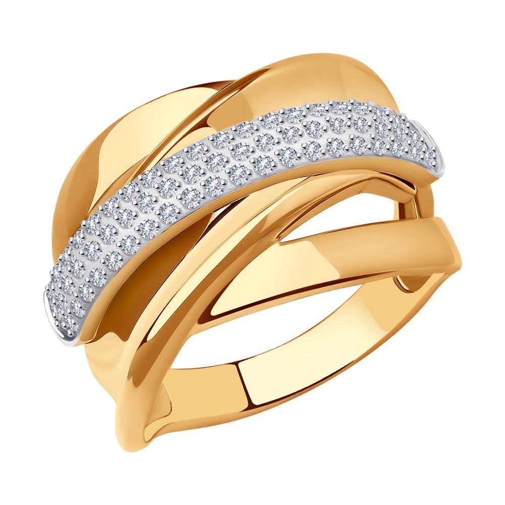 фото Кольцо из золота с фианитом р. 19,5 sokolov 018867