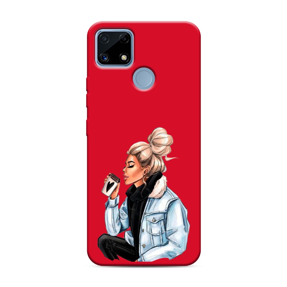 

Чехол Awog на Realme C25/ C25s "Cute girl", Бежевый;черный;голубой, 257453-1