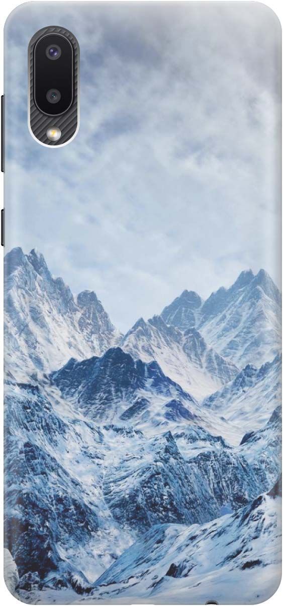 

Силиконовый чехол на Samsung Galaxy A02 "Снежные горы", Белый;голубой, 373