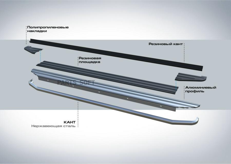 

Пороги на автомобиль "Premium" Rival, без крепежа, 2 шт., алюминий, A173ALP