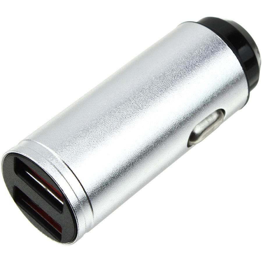 Зарядное устройство вход штекер прикуривателя, выход 2USB(G) 5В 3.1А, серебро