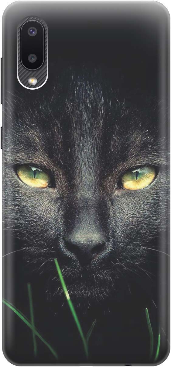 

Силиконовый чехол на Samsung Galaxy A02 "Кошка в темноте", Черный, 372