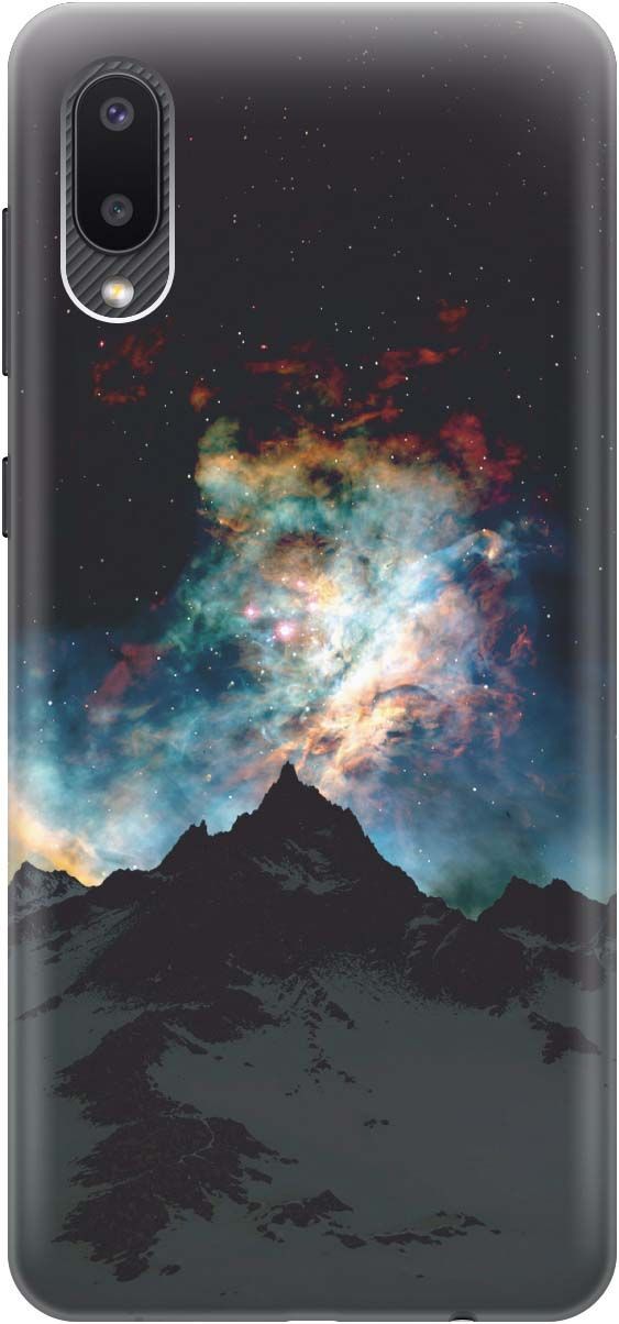 

Силиконовый чехол на Samsung Galaxy A02 "Горы и звезды", Синий;черный, 372