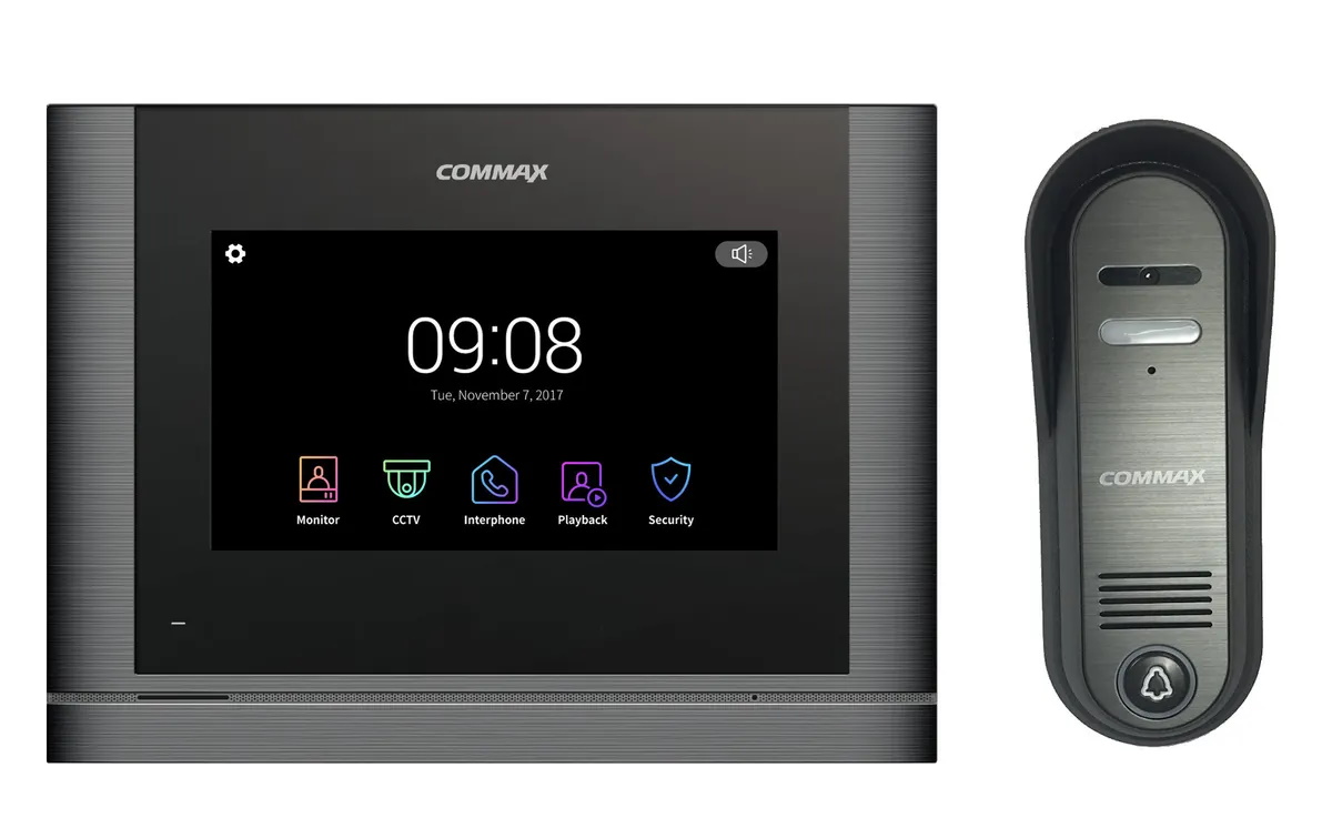 фото Комплект видеодомофона и вызывной панели commax cdv-70mf темное серебро 4cpn3