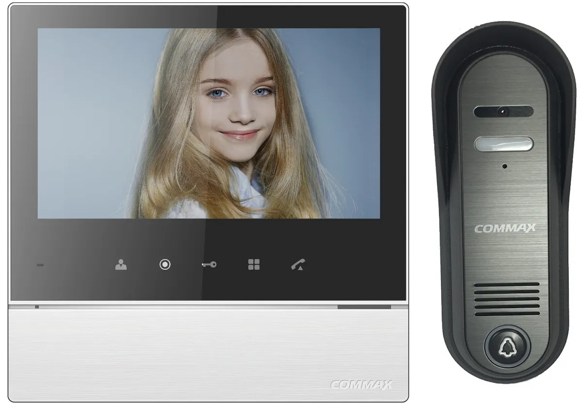 фото Комплект видеодомофона и вызывной панели commax cdv-70h2 (белый black smog) / 4cpn3
