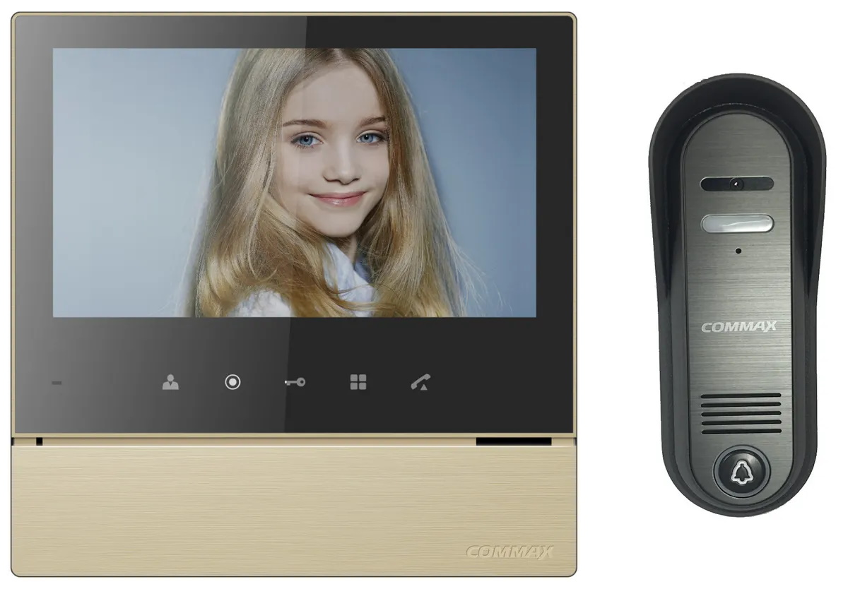 фото Комплект видеодомофона и вызывной панели commax cdv-70h2 (золото black smog) / 4cpn3