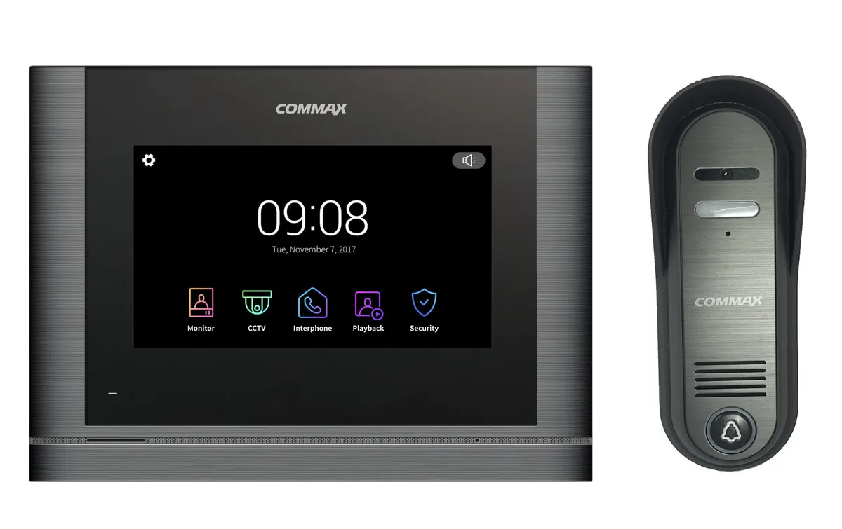 фото Комплект видеодомофона и вызывной панели commax cdv-704mf темное серебро 4cpn3