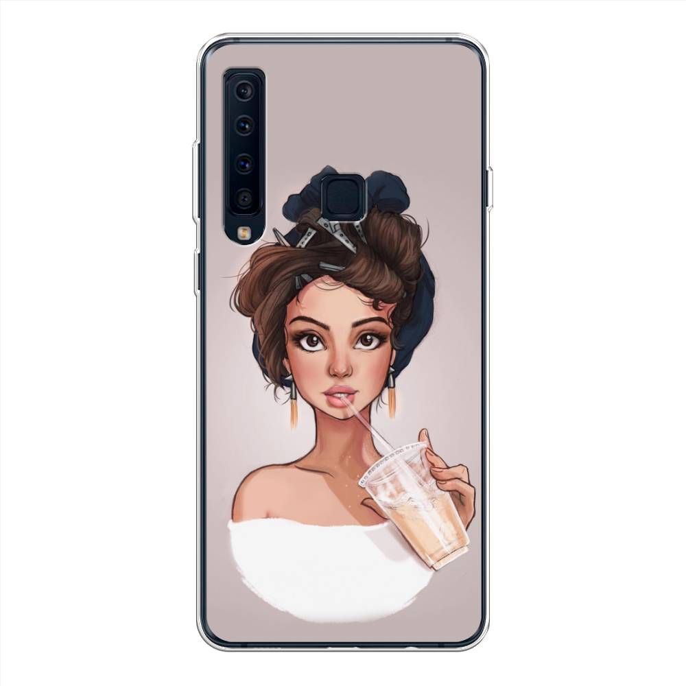 

Чехол на Samsung Galaxy A9 2018 "Девушка с фраппе", Серый, 26650-6