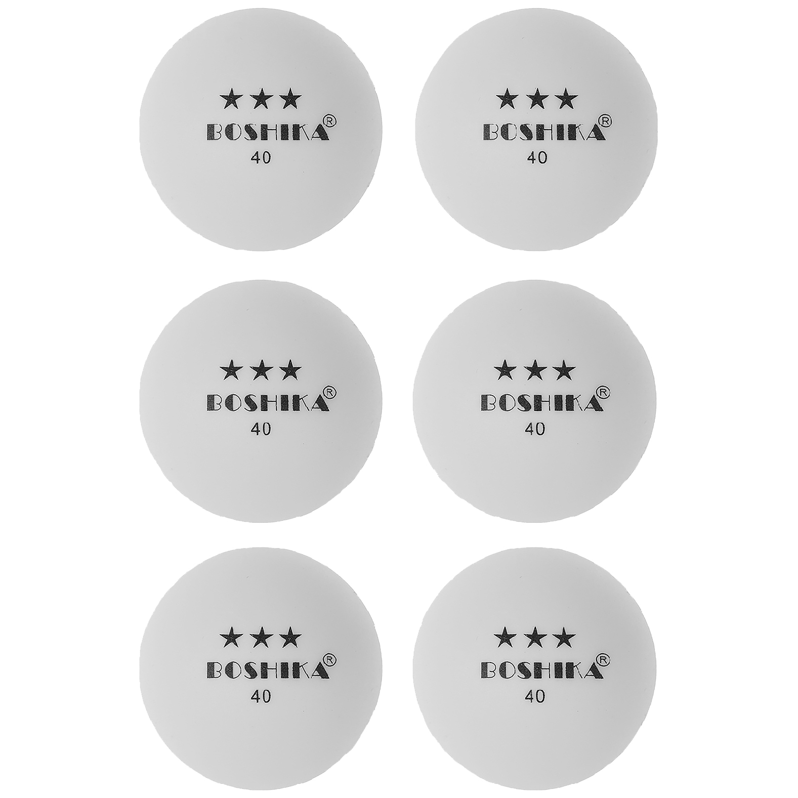 Набор мячей для настольного тенниса BOSHIKA белый, 6 шт, 3 звезды