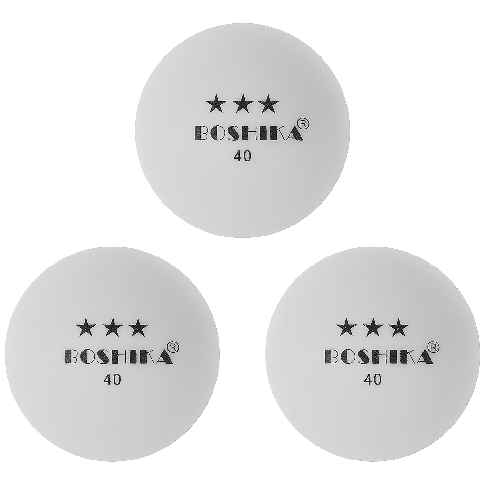 Набор мячей для настольного тенниса BOSHIKA белый, 3 шт, 3 звезды