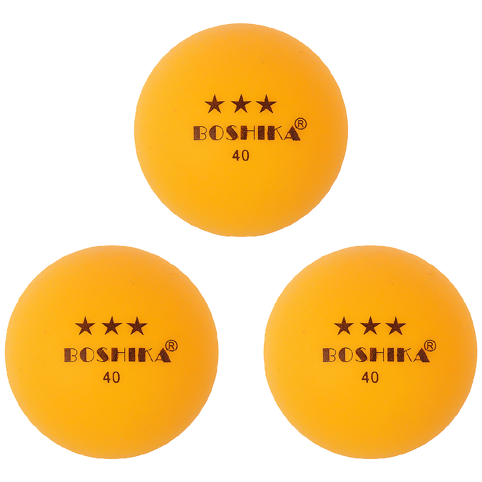 Набор мячей для настольного тенниса BOSHIKA оранжевый, 3 шт, 3 звезды