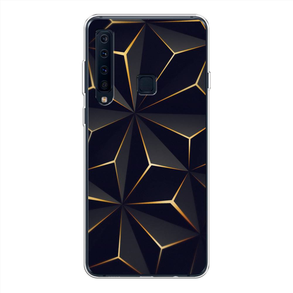 

Чехол на Samsung Galaxy A9 2018 "Черные полигоны", Золотистый;черный, 26650-3