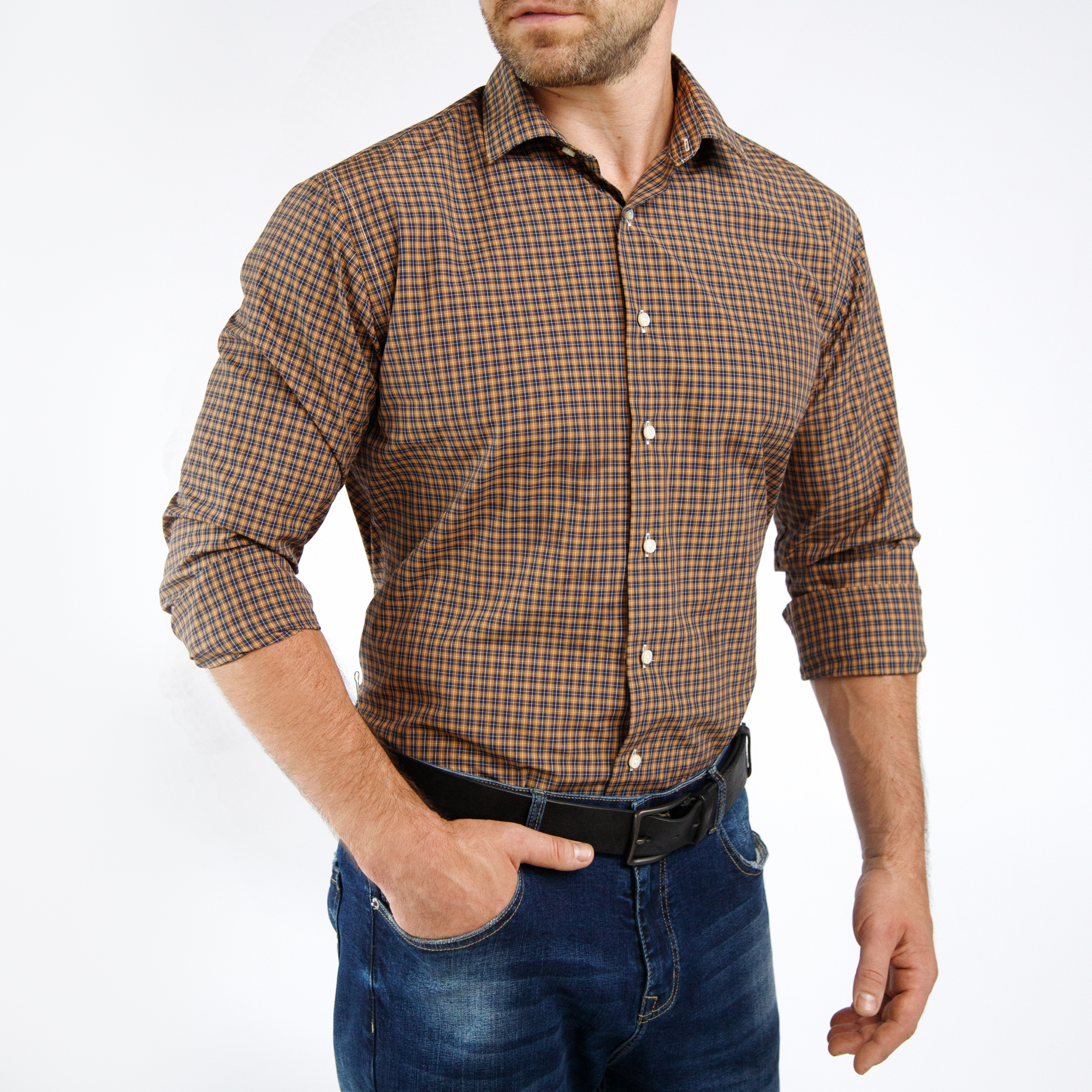 Рубашка мужская WOMEN MEN WMOD21B09 коричневая 43