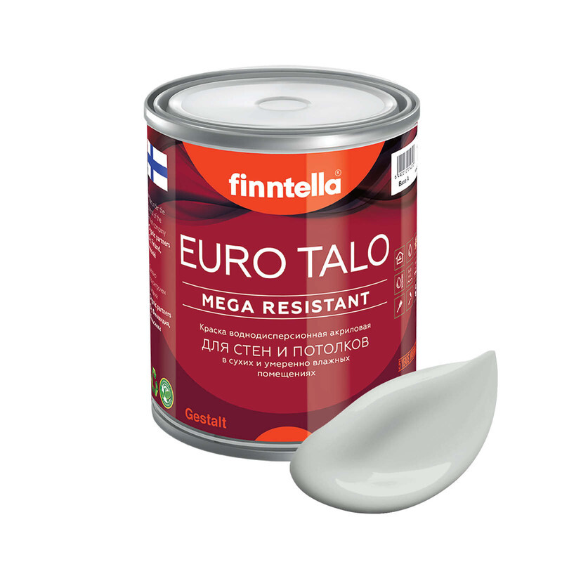 

Краска EURO TALO, цвет TUHKA, 0,9л, Серый, экстраматовая EURO TALO FlatMatte для гостиной и спальни