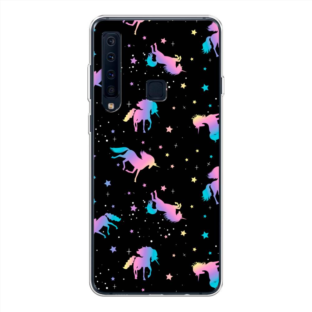 

Чехол на Samsung Galaxy A9 2018 "Единороги градиент", Черный;розовый;голубой, 26650-1