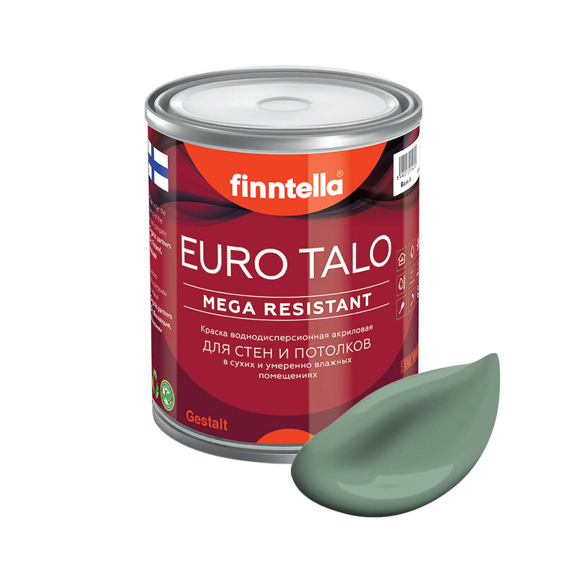 

Краска EURO TALO, цвет NAAMIOINTI, 0,9л, Зеленый, экстраматовая EURO TALO FlatMatte для гостиной и спальни