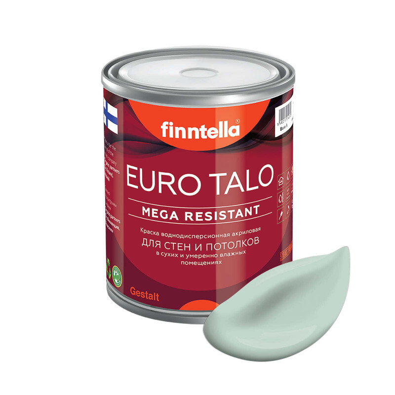 

Краска EURO TALO, цвет PAISTAA, 0,9л, Зеленый, экстраматовая EURO TALO FlatMatte для гостиной и спальни