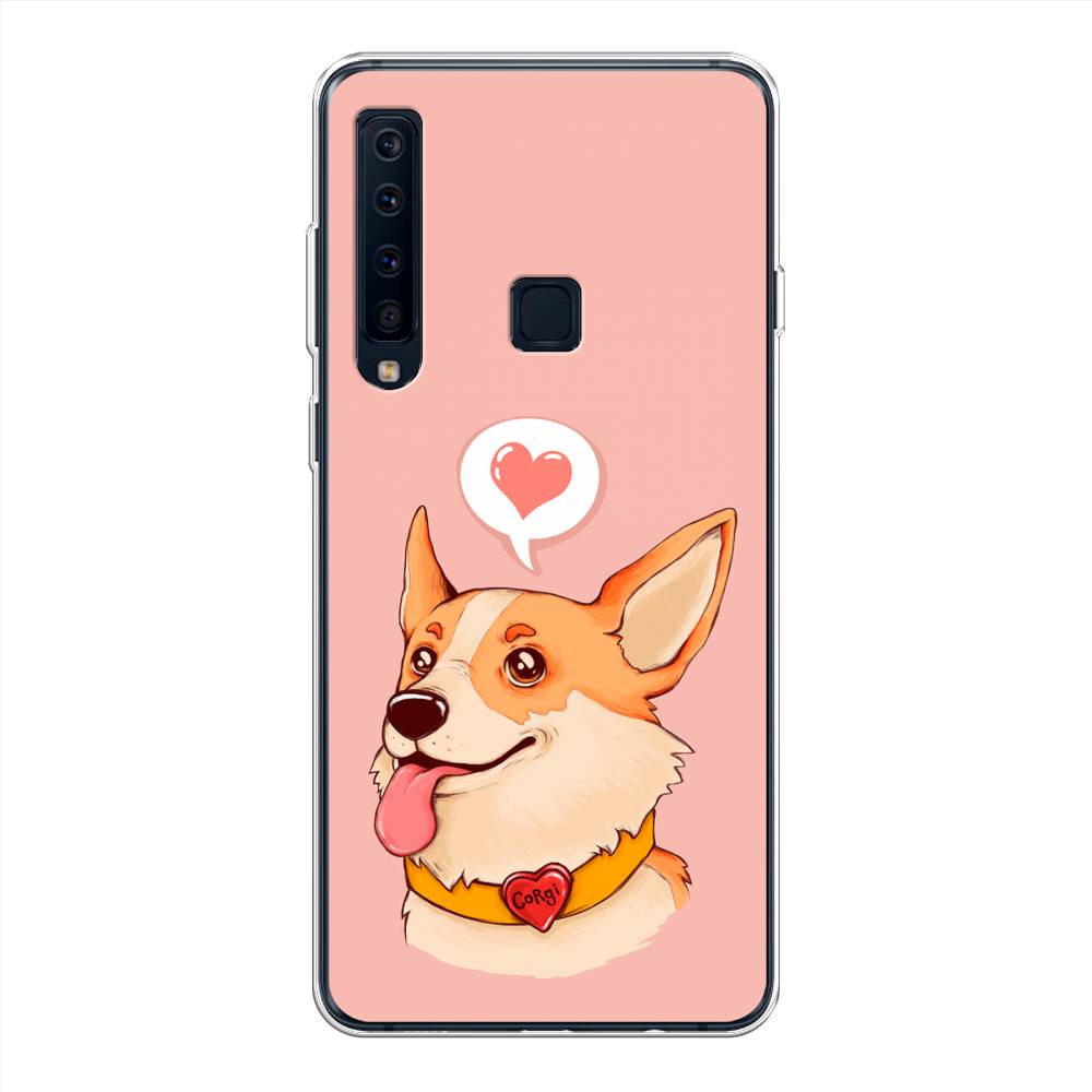 

Чехол на Samsung Galaxy A9 2018 "Корги язык", Розовый;коричневый, 26650-1