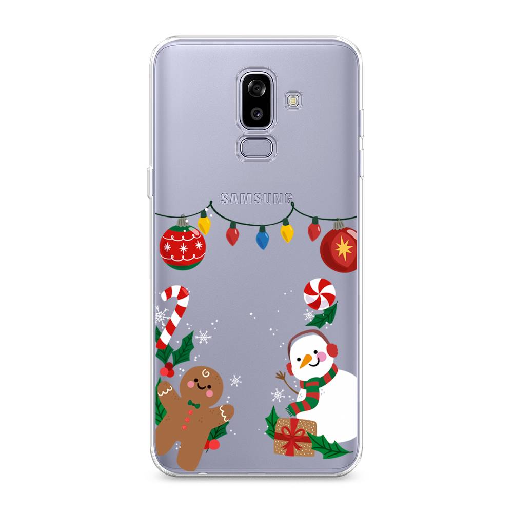 

Чехол на Samsung Galaxy J8 "Новогоднее настроение", Коричневый;красный;зеленый, 26550-5