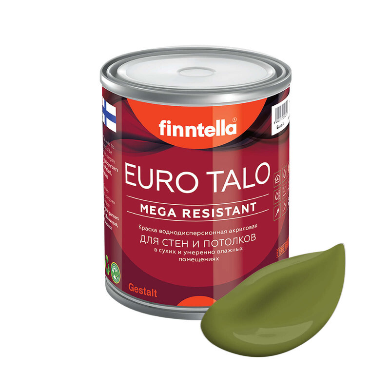 

Краска EURO TALO, цвет RUOHO , 0,9л, Зеленый, экстраматовая EURO TALO FlatMatte для гостиной и спальни