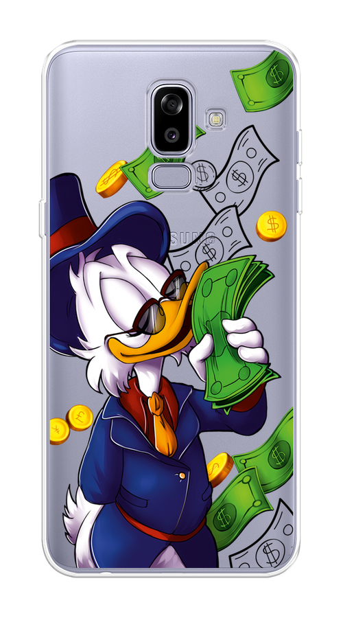 

Чехол на Samsung Galaxy J8 "Scrooge McDuck with Money", Синий;зеленый;белый, 26550-6